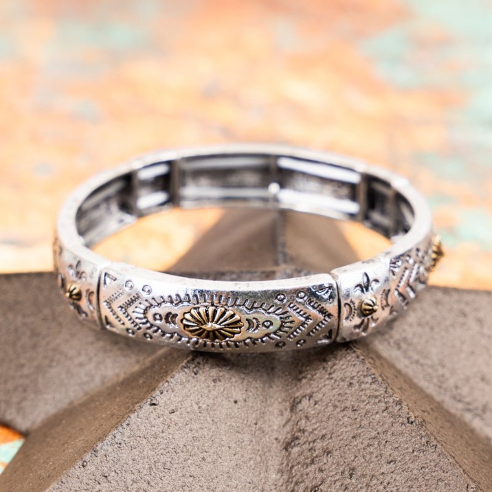 HAVASU FALLS BURNISHED SILVERTONE STRETCH BRACELET
